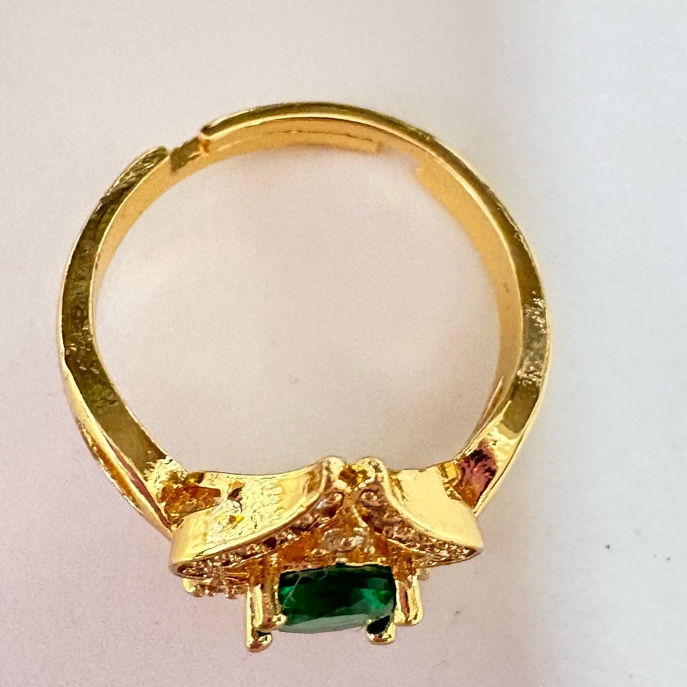 Adjustable Gold Plated Green Statement Ring - image 4